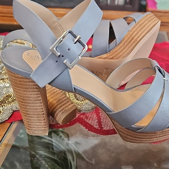 Lauren Ralph Lauren Gray Strappy Block Heels - Picture 5 of 12